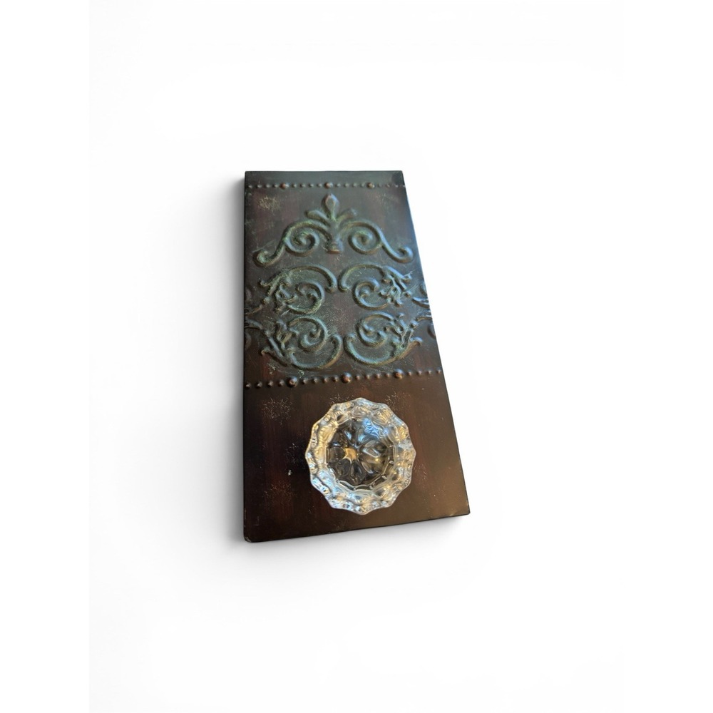 Pier 1 Hammered Tin & Glass Doorknob Wall Hook Farm Decor 2009